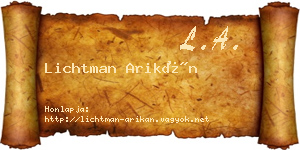 Lichtman Arikán névjegykártya